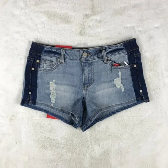 CELEBRITY PINK Colorblock Blue Denim Mini Jean Shorts NWT 3/26 - Picture 7 of 7